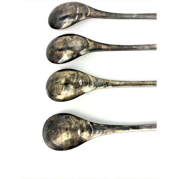 Vintage Japan Silver Plate 18-8 Spoon Set 4 Spoons Stainless Steel Oval End 7.5" - Picture 4 of 9